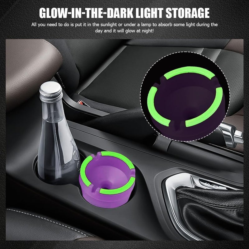 Lyxheth Glow in The Dark Ashtray, Car Ashtray, Cigarette Self-Extinguishing Car Cup Holder Ashtrays with Lid, Universal Portable Mini Vehicle Cigarette Trash Can Auto Accessories for Cars (Purple) - Image 3